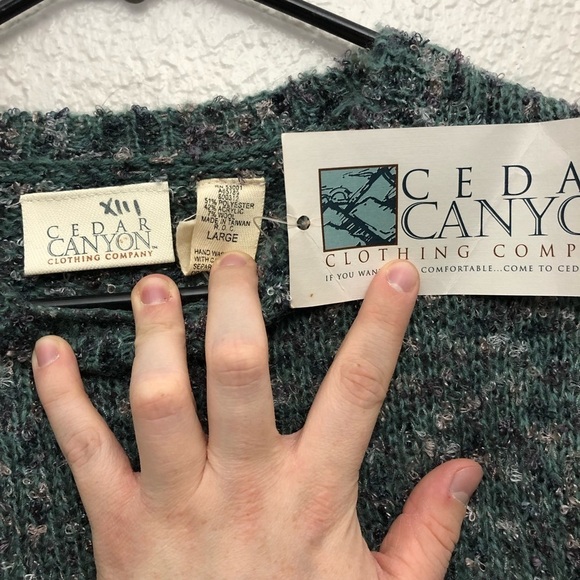 Cedar Canyon Women’s Dark Teal Wool Blend Crewneck Sweater Large NWT - Picture 2 of 3